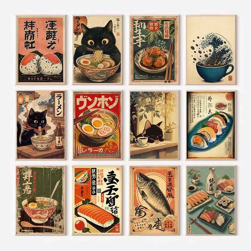 Japanese Food Lifestyle - Vintage Japoński Ryżowy Roll Sashimi Ramen